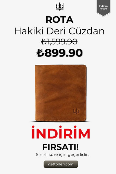 Kahverengi hakiki deri cüzdan, klasik tasarım ve dikiş detayı