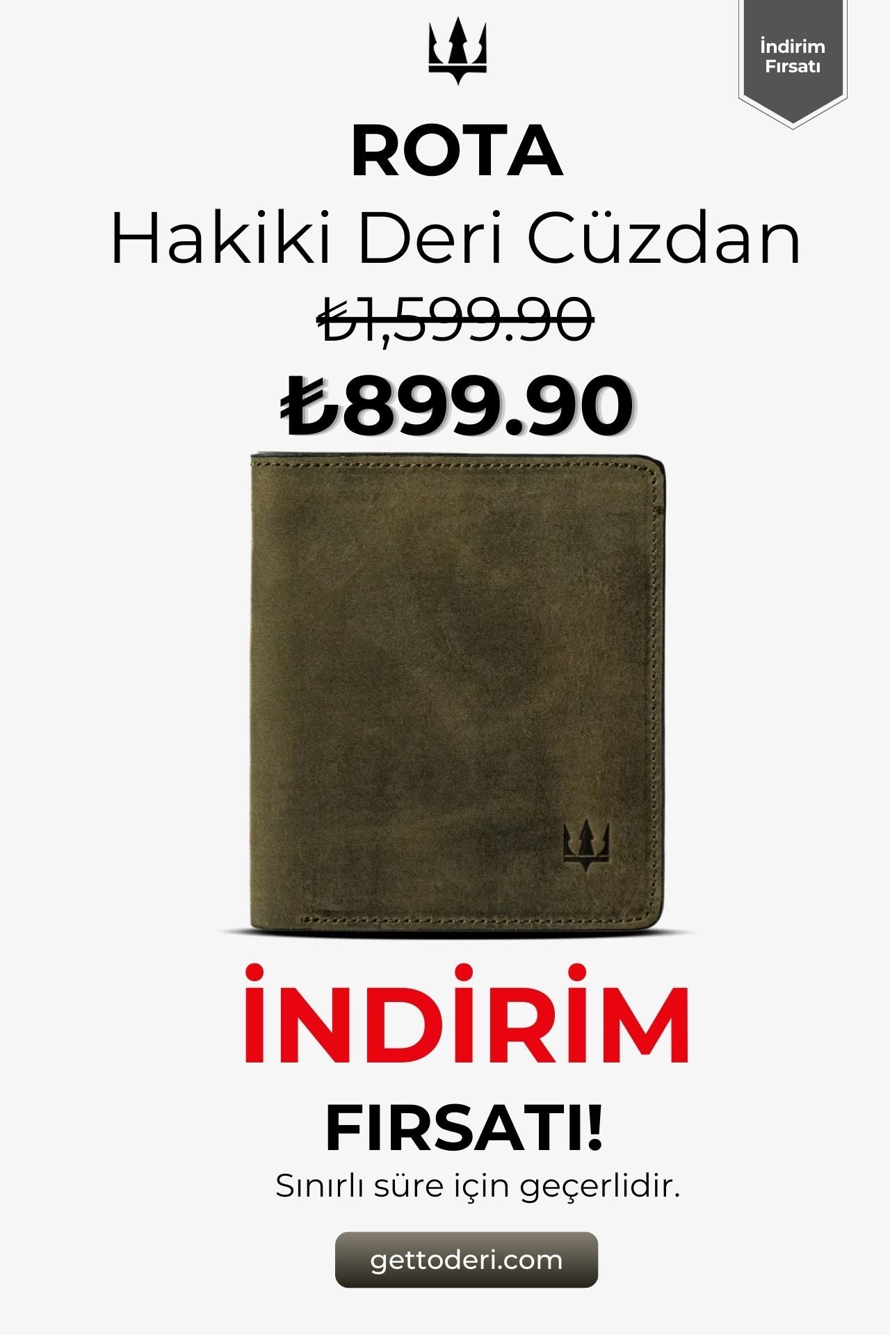 Hakiki deri cüzdan, koyu yeşil renk, fermuarlı, erkekler için