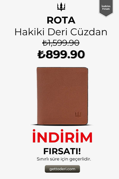 Kahverengi hakiki deri cüzdan, klasik tasarım ve kaliteli dikiş detayı