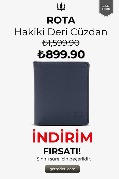 Hakiki mavi deri cüzdan, klasik tasarım ve kaliteli dikiş detayı