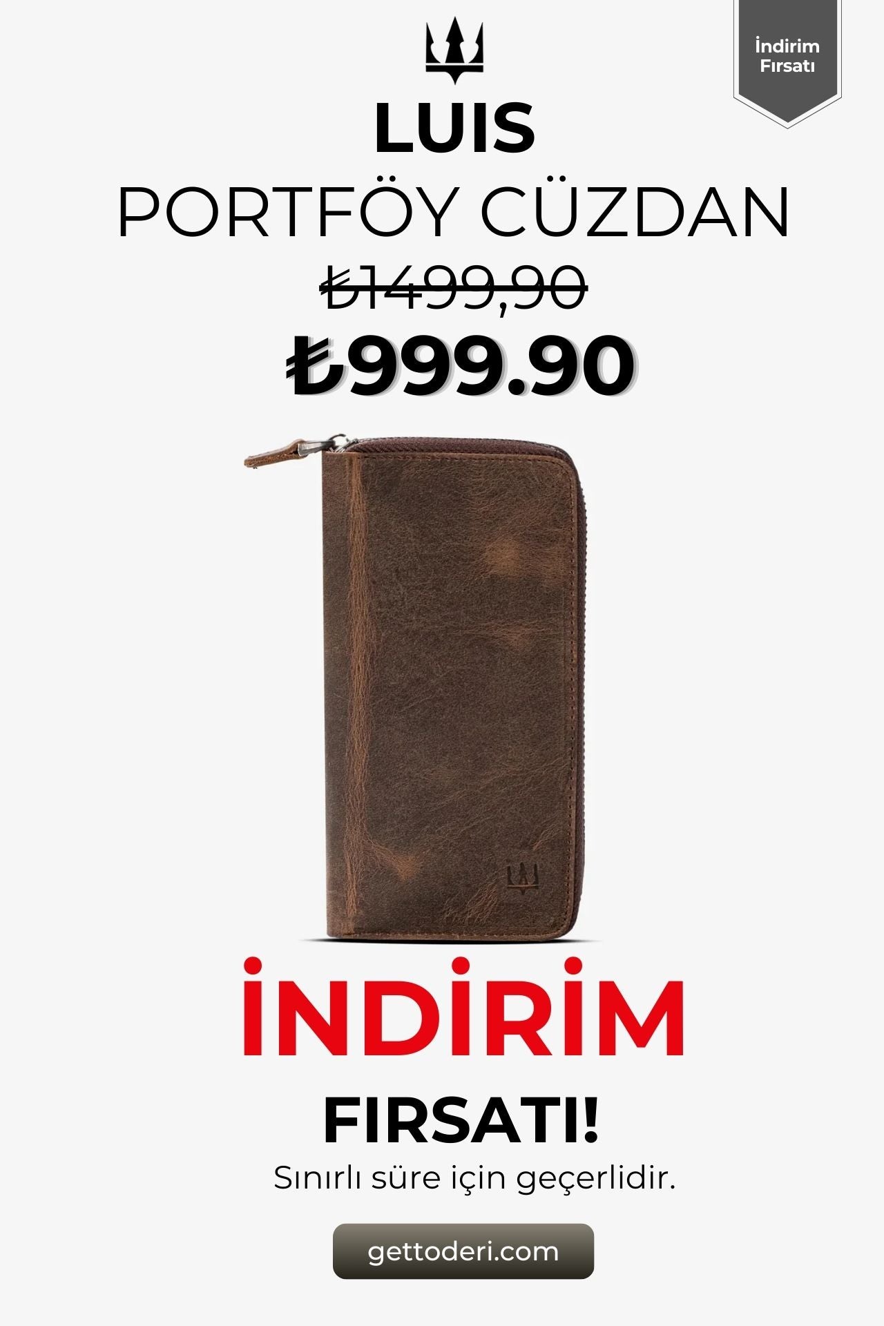 Luis Fermuarlı Telefon Hazneli Deri Cüzdan