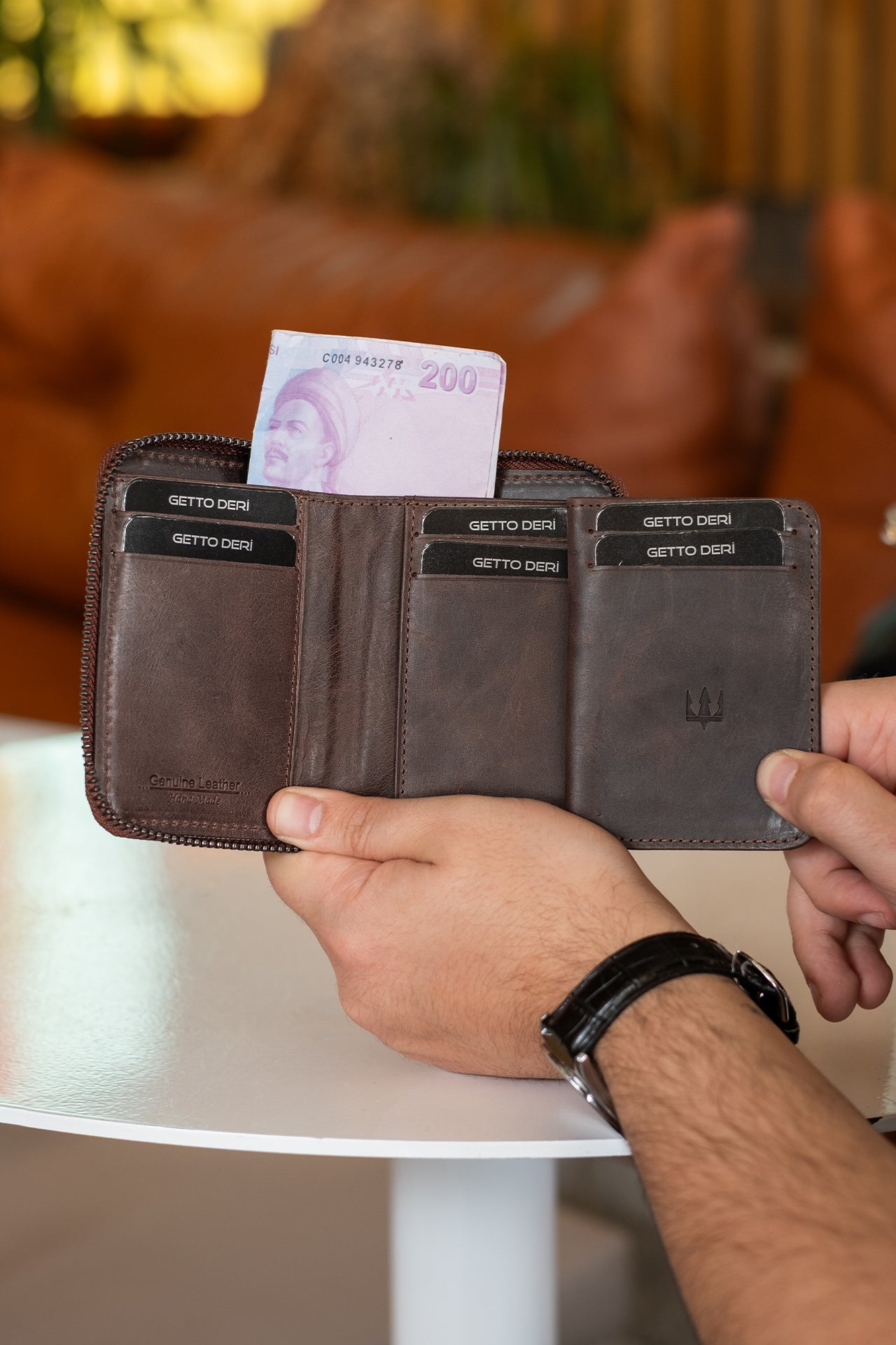 Zip Hakiki Deri Fermuarlı Cüzdan