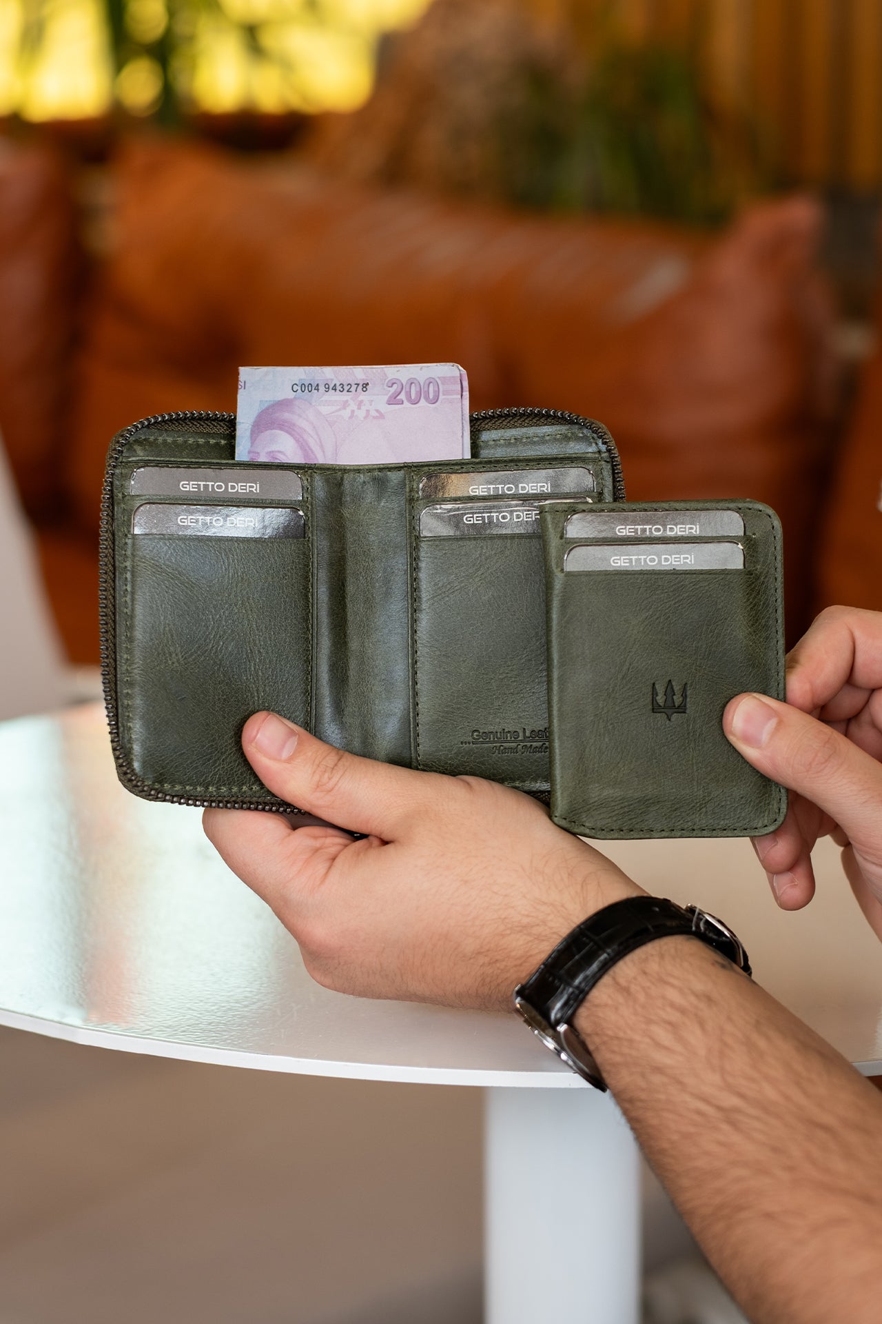 Zip Hakiki Deri Fermuarlı Cüzdan